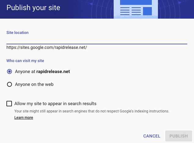 Google Sites ganha novas opções de publicação na web